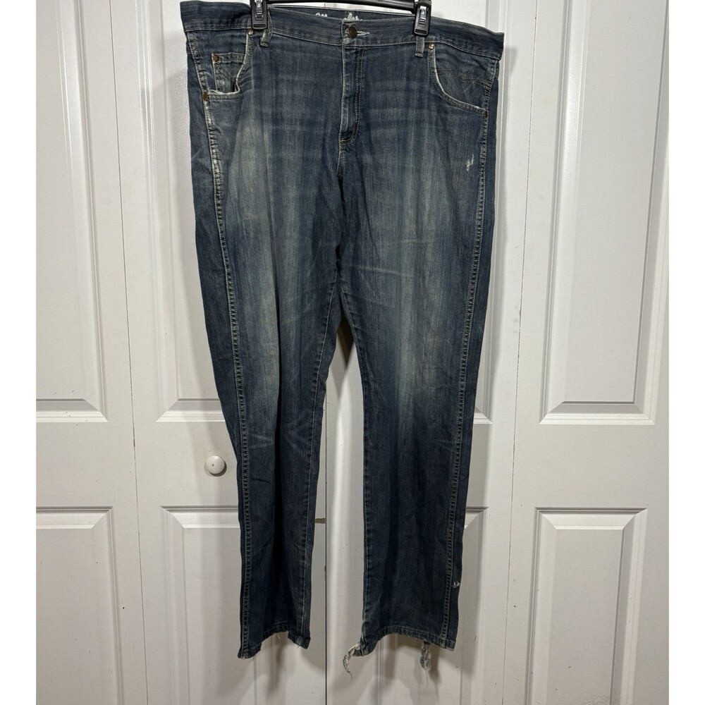 Wrangler Retro Jeans Mens 42x34 Worn Bark Medium Wash Distressed Western Cowboy